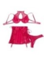 SUBBLIME - 957605 ENSEMBLE SOUTIEN-GORGE ET JUPE EN CUIR ROUGE S/M