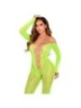 LEG AVENUE - BODYSTOCKING SANS FOURCHE EN DENTELLE SERPENT EXOTIQUE VERT FLUO