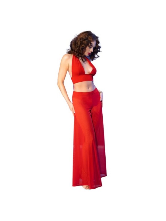 CHILIROSE - CR 4857 ENSEMBLE HAUT ET PANTALON ROUGE TAILLE L