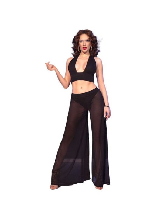 CHILIROSE - CR 4857 ENSEMBLE HAUT ET PANTALON NOIR TAILLE S
