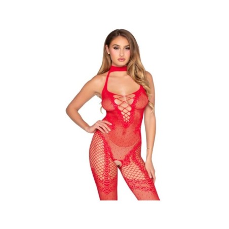 LEG AVENUE - 89336 BODYSTOCKING SANS FOURCHE ROUGE - TAILLE UNIQUE