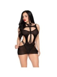 LEG AVENUE - 81680 ROBE MINI OPAQUE ET DÉBARDEUR DOS NU NOIR - TAILLE UNIQUE