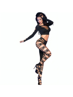 CHILIROSE - CR 3654 TOP & LEGGINS NOIR S/M