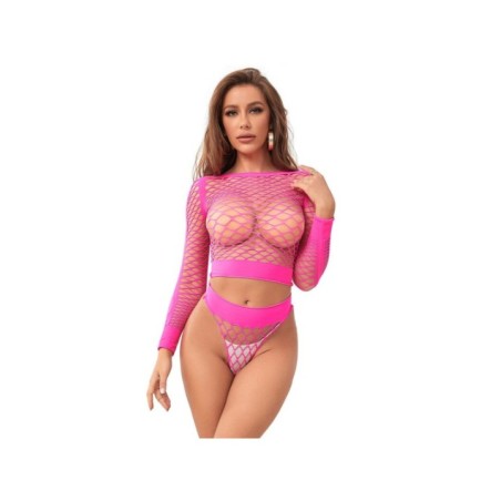SUBBLIME - 952204 ENSEMBLE RÉSILLE  MANCHES LONGUES 2 PIÈCES ROSE TAILLE UNIQUE