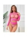 SUBBLIME - 952204 ENSEMBLE RÉSILLE  MANCHES LONGUES 2 PIÈCES ROSE TAILLE UNIQUE