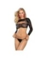 SUBBLIME - 952334 MANCHES LONGUES ET ENSEMBLE RÉSEAU POITRINE OUVERTE NOIR TAILLE UNIQUE
