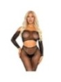 LEG AVENUE - CROP TOP ET LEGGING RÉSILLE AVEC STRASS NOIR