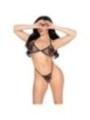 LEG AVENUE - 86147 SOUTIEN-GORGE ET STRING EN RÉSILLE NOIRS - TAILLE UNIQUE