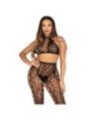 LEG AVENUE - 89372 CROP TOP ET COLLANTS SANS ENTREJAMBE NOIRS - TAILLE UNIQUE