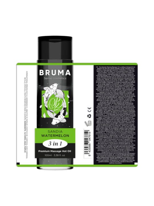 BRUMA - HUILE DE MASSAGE PREMIUM EFFET CHALEUR SAVEUR DE PASTÈQUE 3 EN 1 - 100 ML