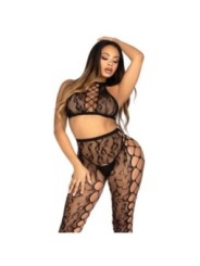 LEG AVENUE - 89372 CROP TOP ET COLLANTS SANS ENTREJAMBE NOIRS - TAILLE UNIQUE