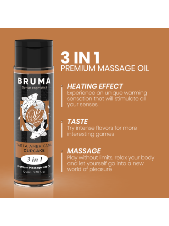 BRUMA - HUILE DE MASSAGE PREMIUM EFFET CHALEUR SAVEUR CUPCAKE 3 EN 1 - 100 ML