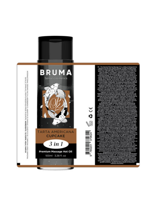 BRUMA - HUILE DE MASSAGE PREMIUM EFFET CHALEUR SAVEUR CUPCAKE 3 EN 1 - 100 ML