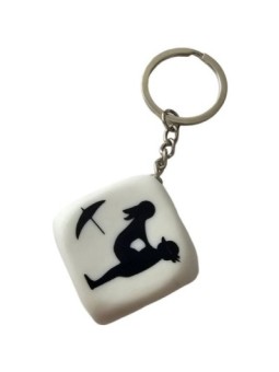 DIABLO PICANTE - PORTE-CLÉS DÉS BLANC AVEC POSES