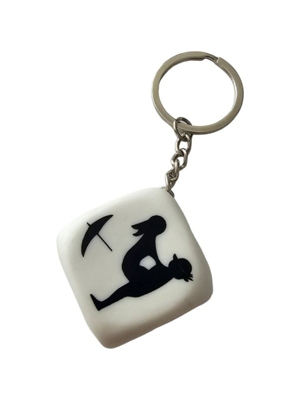 DIABLO PICANTE - PORTE-CLÉS DÉS BLANC AVEC POSES