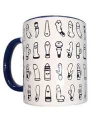 DIABLO PICANTE - TASSE VIBRANTE BLANCHE AVEC ANSE BLEUE 370 ML