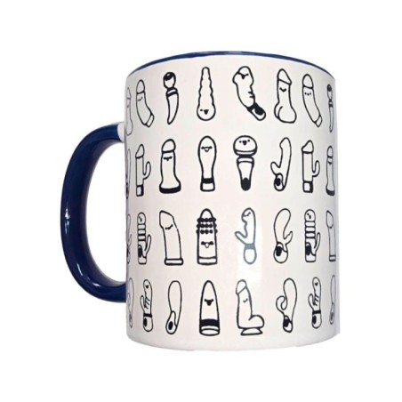 DIABLO PICANTE - TASSE VIBRANTE BLANCHE AVEC ANSE BLEUE 370 ML