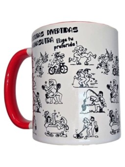 DIABLO PICANTE - TASSE BLANCHE POSITIONS KAMASUTRA AVEC ANSE ROUGE 370 ML