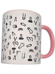 DIABLO PICANTE - TASSE PÉNIS BLANC AVEC ANSE ROSE 370 M
