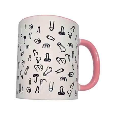 DIABLO PICANTE - TASSE PÉNIS BLANC AVEC ANSE ROSE 370 M