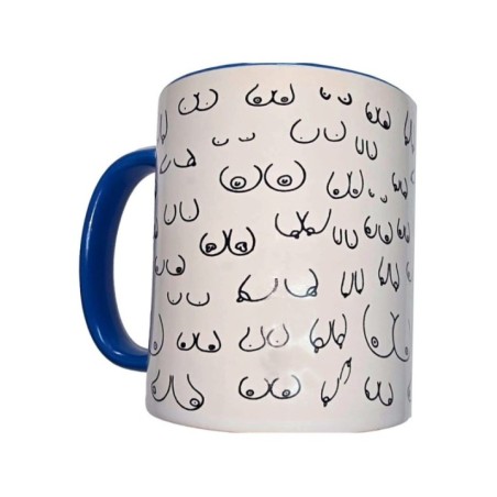 DIABLO PICANTE - MUG SEINS BLANCS AVEC ANSE BLEUE 370 ML