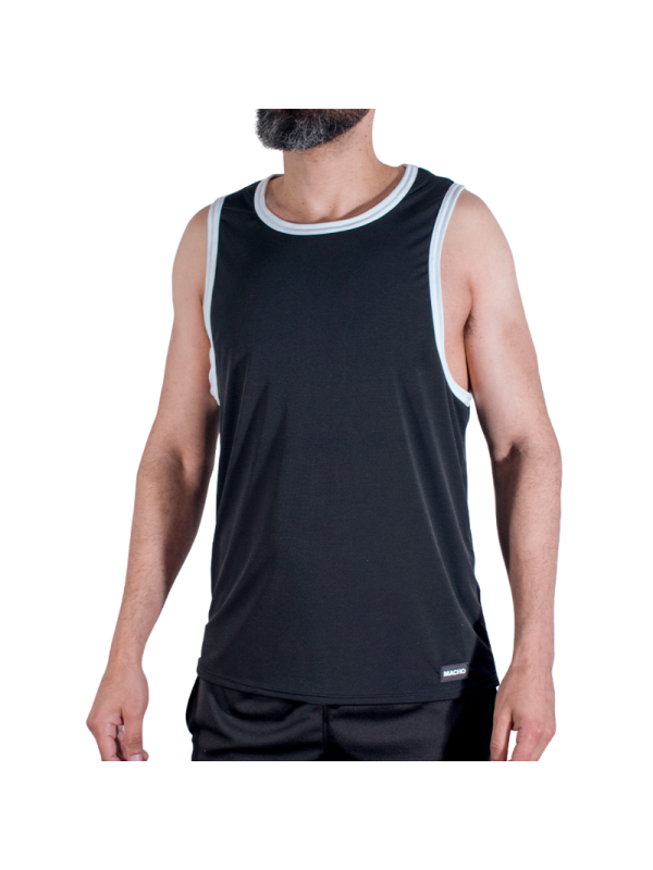MACHO - CMV004 T-SHIRT DE SPORT NOIR TAILLE S/M