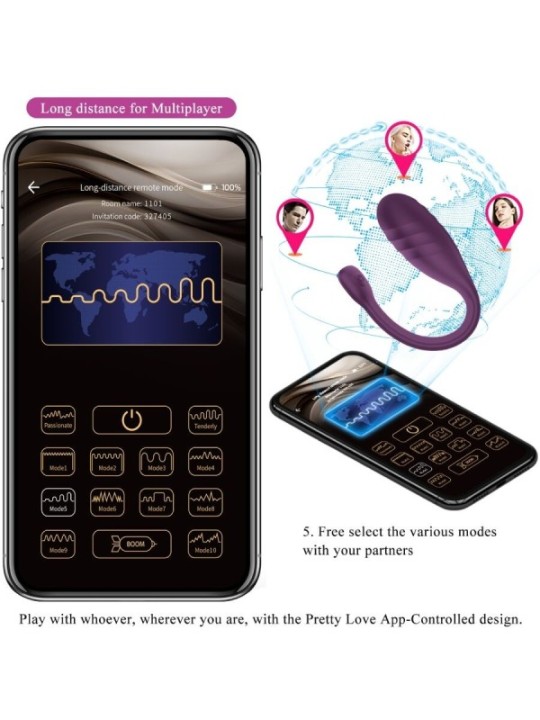 PRETTY LOVE - VIBRATEUR CONTRÔLÉ PAR APPLICATION LEVIATHAN VIOLET