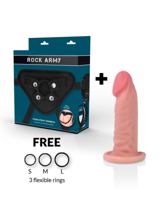 ROCKARMY - HARNAIS + GODE RÉALISTE TIGRE DOUBLE DENSITÉ 14 CM -O- 4.46 CM