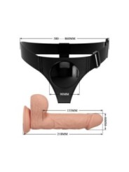 PRETTY LOVE - SLIP HARNAIS HARNAIS UNIVERSEL AVEC GODE JERRY 21,8 CM NATUREL
