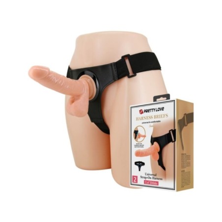 PRETTY LOVE - HARNAIS SLIPS HARNAIS UNIVERSEL AVEC GODE TOM 20 CM NATUREL