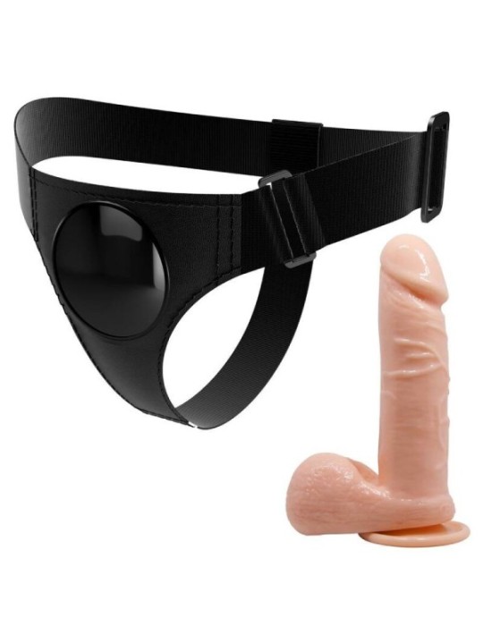 PRETTY LOVE - HARNAIS SLIPS HARNAIS UNIVERSEL AVEC GODE TOM 20 CM NATUREL