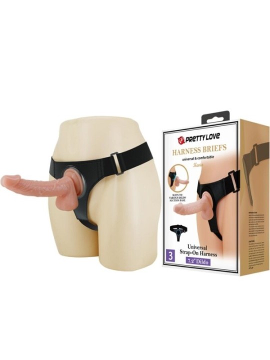 PRETTY LOVE - SLIP HARNAIS HARNAIS UNIVERSEL AVEC GODE KEVIN 19 CM NATUREL