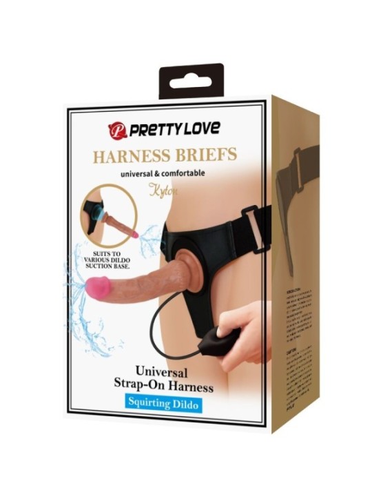 PRETTY LOVE - CULOTTE HARNAIS UNIVERSELLE KYTON AVEC GODE SQUIRTING 19 CM MULATO