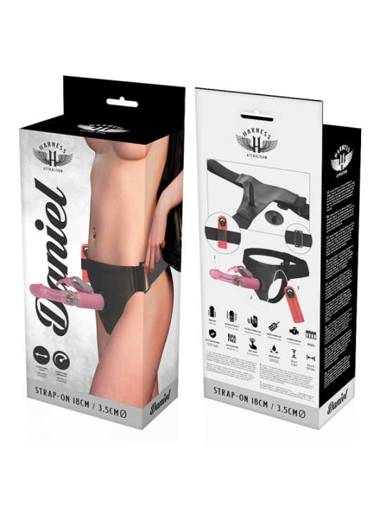 HARNESS ATTRACTION - RNES DANIEL AVEC VIBRATION ET ROTATION 18 CM -O- 3.5 CM