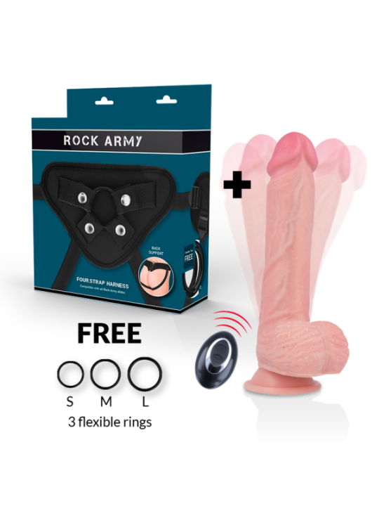 ROCKARMY - HARNAIS + VIBRATEUR SILICONE LIQUIDE PREMIUM TÉLÉCOMMANDE APACHE 20.5 CM -O- 4.62 CM