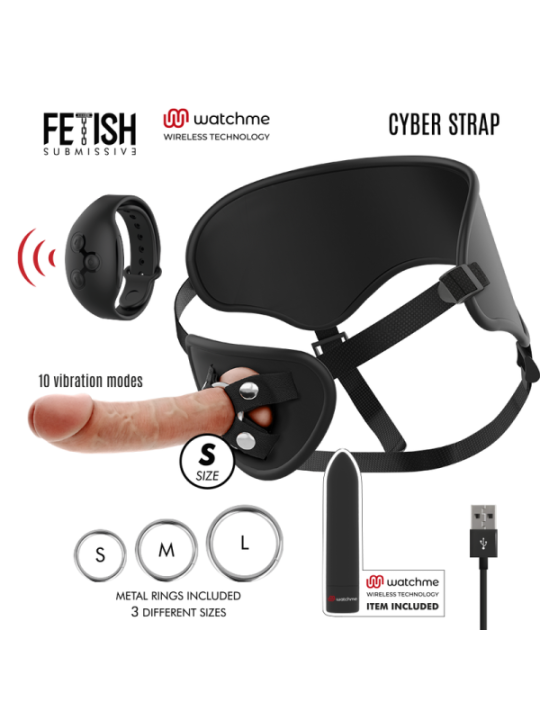 FETISH SUBMISSIVE CYBER STRAP - HARNAIS AVEC GODE ET TÉLÉCOMMANDE BULLET TECHNOLOGIE WATCHME S