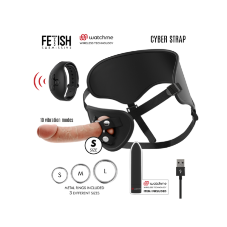 FETISH SUBMISSIVE CYBER STRAP - HARNAIS AVEC GODE ET TÉLÉCOMMANDE BULLET TECHNOLOGIE WATCHME S