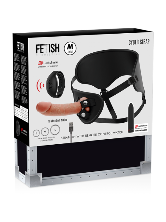 FETISH SUBMISSIVE CYBER STRAP - HARNAIS AVEC GODE ET TÉLÉCOMMANDE BULLET TECHNOLOGIE WATCHME M