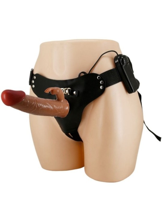 PRETTY LOVE - MARION HARNAIS SLIP UNIVERSEL AVEC DILDO VIBRANT 19 CM MARRON