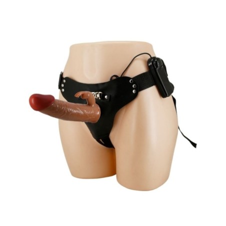 PRETTY LOVE - MARION HARNAIS SLIP UNIVERSEL AVEC DILDO VIBRANT 19 CM MARRON