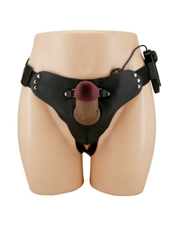 PRETTY LOVE - MARION HARNAIS SLIP UNIVERSEL AVEC DILDO VIBRANT 19 CM MARRON