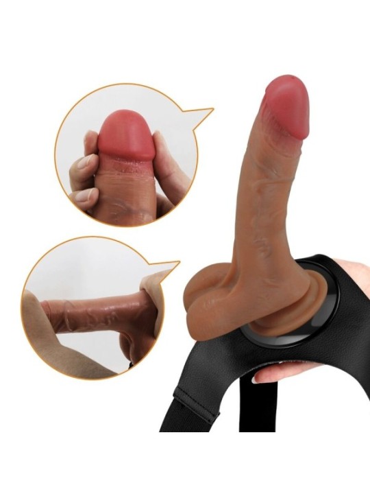 PRETTY LOVE - SLIP HARNAIS UNIVERSEL AVEC GODE VIBRANT ET SQUIRTING 15,5 CM MULATO