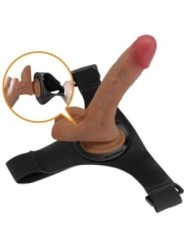 PRETTY LOVE - SLIP HARNAIS UNIVERSEL AVEC GODE VIBRANT ET SQUIRTING 15,5 CM MULATO
