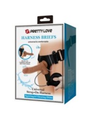 PRETTY LOVE - SLIP HARNAIS UNIVERSEL AVEC GODE VIBRANT ET SQUIRTING 15,5 CM MULATO