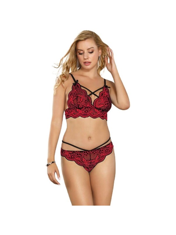 SUBBLIME - SET ENSEMBLE DEUX PIÈCES TOP ET CULOTTE EN DENTELLE S/M