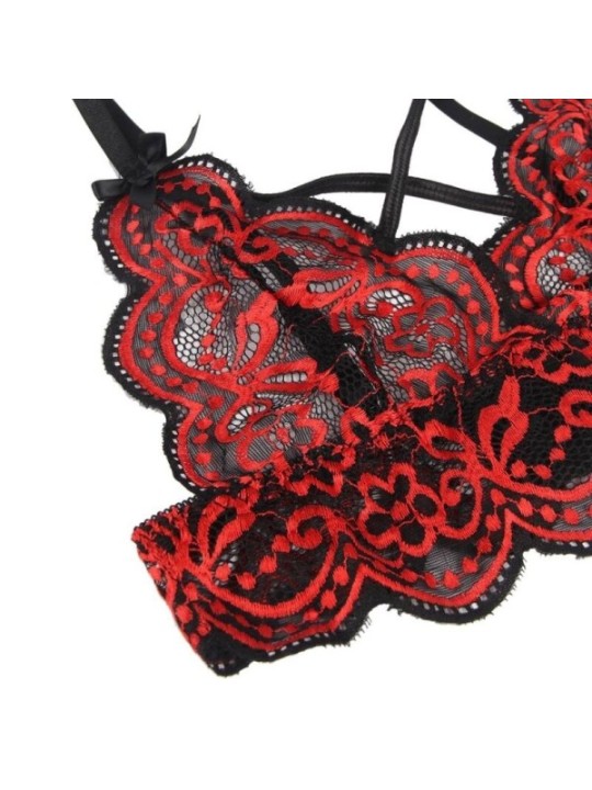 SUBBLIME - SET ENSEMBLE DEUX PIÈCES TOP ET CULOTTE EN DENTELLE S/M
