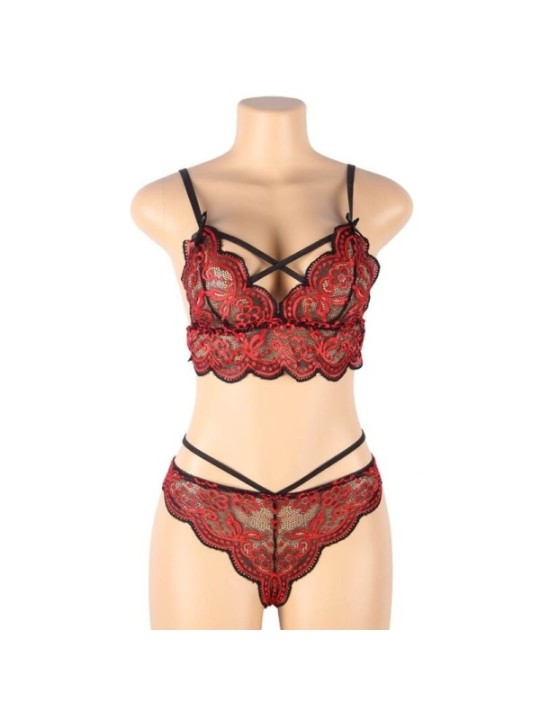 SUBBLIME - SET ENSEMBLE DEUX PIÈCES TOP ET CULOTTE EN DENTELLE S/M