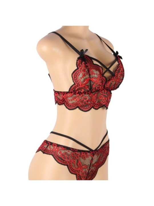 SUBBLIME - SET ENSEMBLE DEUX PIÈCES TOP ET CULOTTE EN DENTELLE S/M