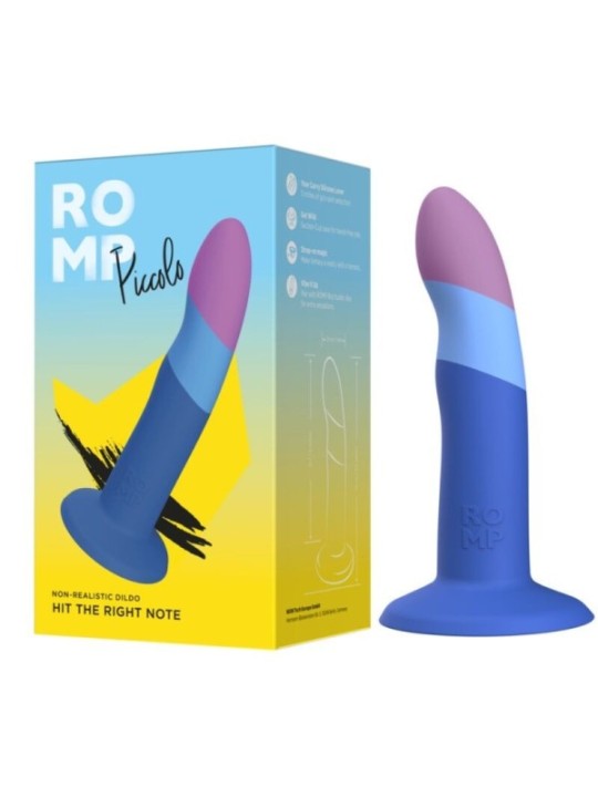 ROMP - PICCOLO GODEMICHET EN SILICONE AVEC VENTOUSE TRICOLORE 14 CM