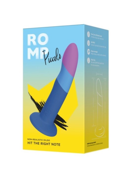 ROMP - PICCOLO GODEMICHET EN SILICONE AVEC VENTOUSE TRICOLORE 14 CM